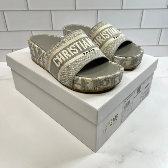 Dior | Shoes | Christian Dior Oblique Dway Grey Platform Sandals